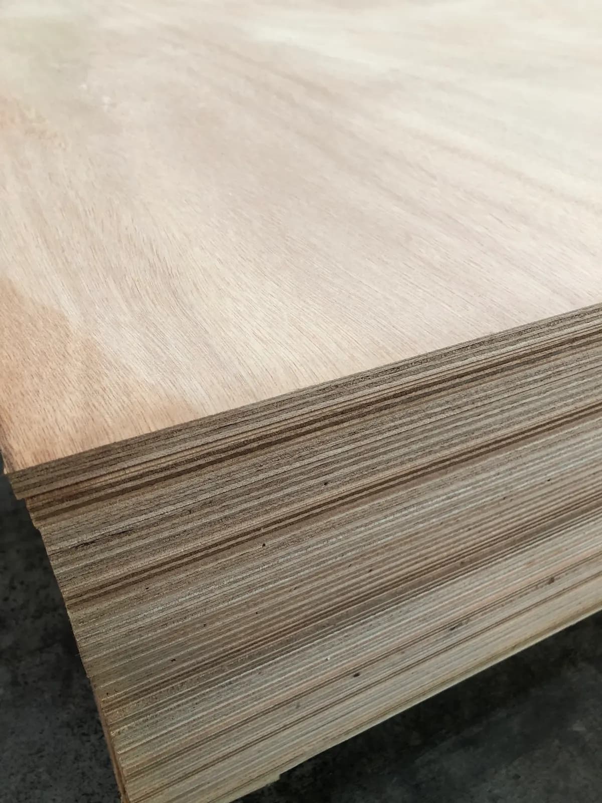 Marine plywood stack showing void-free veneer edges